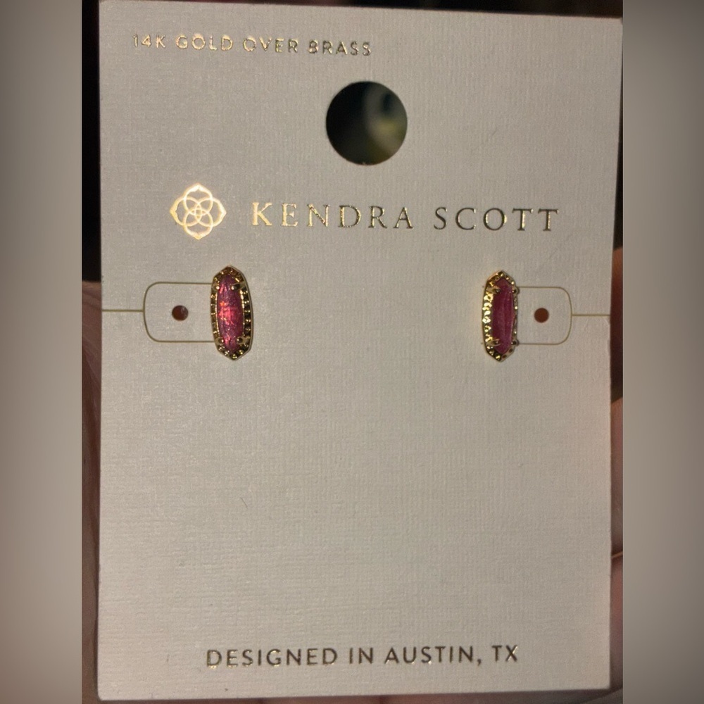 KENDRA SCOTT Oval-Shape January Garnet-Color Crystals 14k Gold Earrings NEW NWT